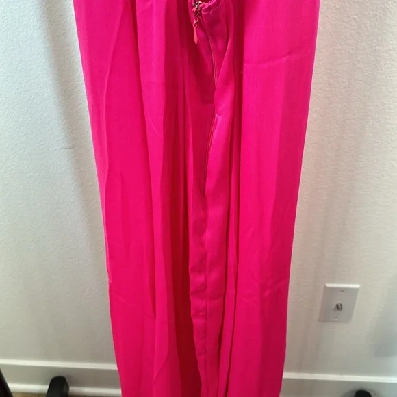 Show Me Your MuMu hot pink Winslet cowl neck slip gown size large - Picture 8 of 16